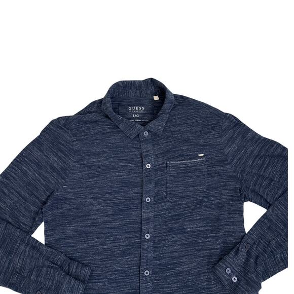 GUESS Blue Long Sleeve Casual Button Down Shirt Size Men's Large - Picture 2 of 2